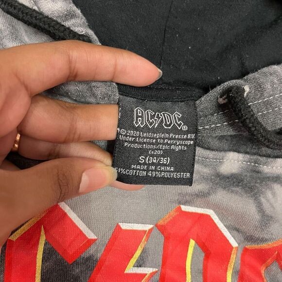 AC/DC Mens Grey Black High Voltage Graphic Draw String Hoodie Sweatshirt Small - Picture 7 of 10